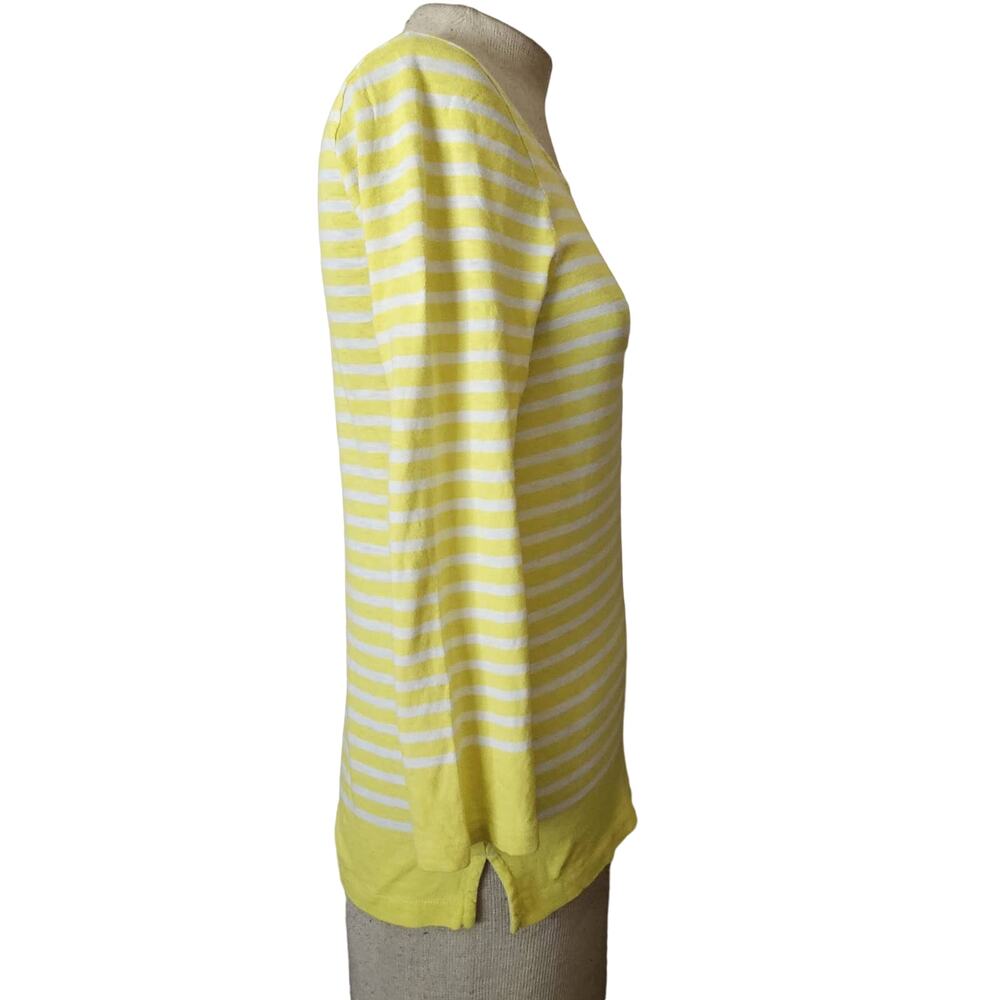 J Crew Yellow Striped Scoop Neck Top Size Small - Picture 5 of 5